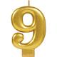 Gold Number 9 Birthday Candle